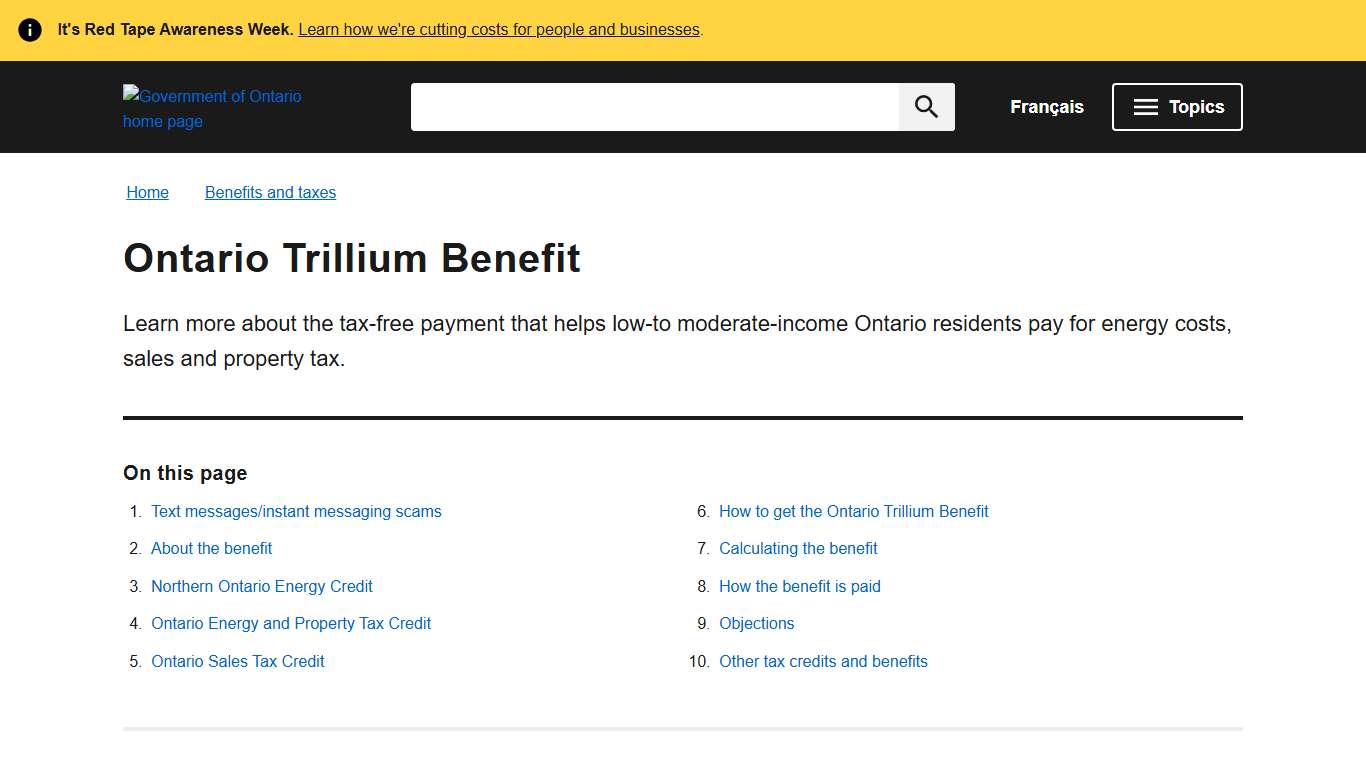 Ontario Trillium Benefit ontario.ca